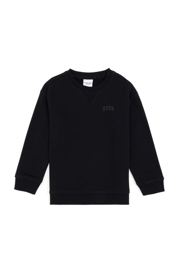 Boy's Black Basic Crew Neck Sweatshirt