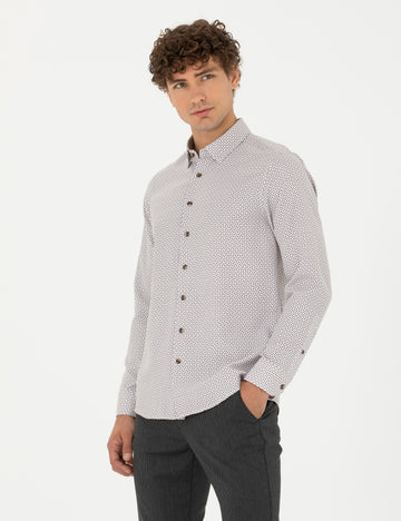 Brown Slim Fit Long Sleeve Shirt