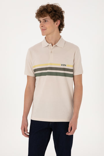 Men's Regular Fit Polo Neck Stone T-Shirt