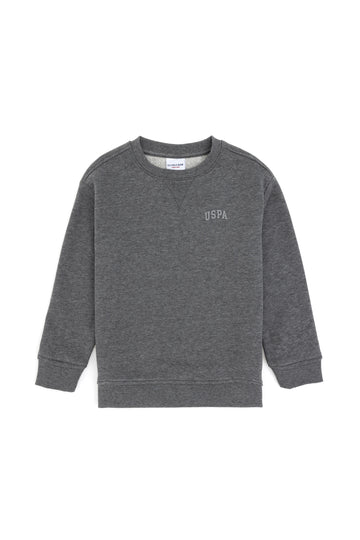 Boy's Anthracite Basic Crew Neck Sweatshirt