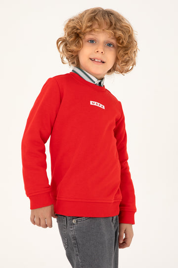 Boy's Red Crew Neck Sweatshirt