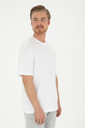 Men's Comfort Fit Crew Neck White T-Shirt