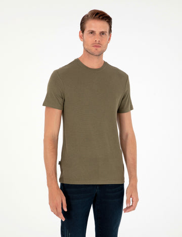 Khaki Slim Fit Basic T-Shirt