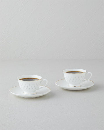 Flare New Bone China 4 Piece 2 Seater Coffee Cup Set Gold