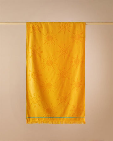 Funny Sunny Cotton Beach Towel Yellow