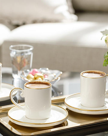 Marella Porcelain 12 Pieces 6 Seater Coffee Cup Set 85 ml Gold