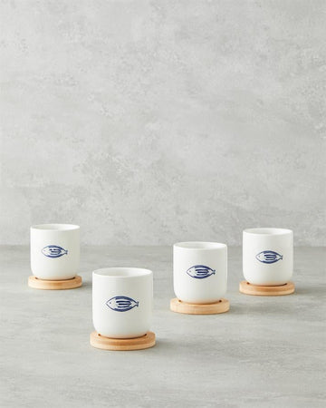 Marinique Stoneware 8 Pieces 4 Seater Cup 150 ml Blue