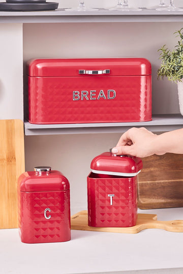 Diamond Carbon Steel Bread Box Storage Container Gift Red - EGY58284120239