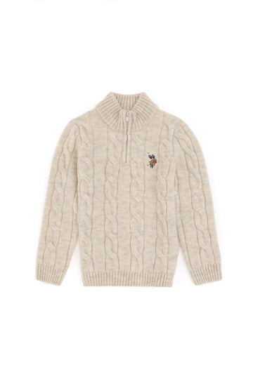U.S. Polo Assn. - Boy's Half Zipper Stone Sweater - 45973 - Grey - 50297422022