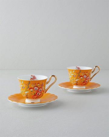 Miranda New Bone China 4 Pieces 2 Seater Cup Set 220 ml Orange