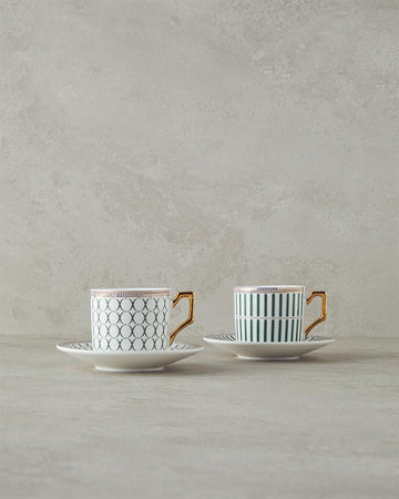 Rabecca New Bone China Coffee Cup Set 4 Pieces 2 Seater Green