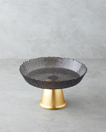 Regal Glass Cake Stand 25 cm Black-Gold