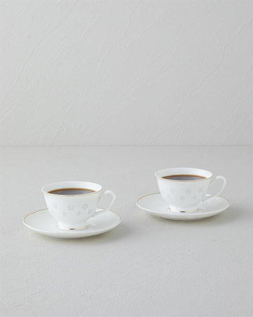 Sakura New Bone China 4 Piece 2 Seater Coffee Cup Set Gold