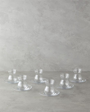Stellar Glass 12 Pieces 6 Person Tea Set 140 ml Silver