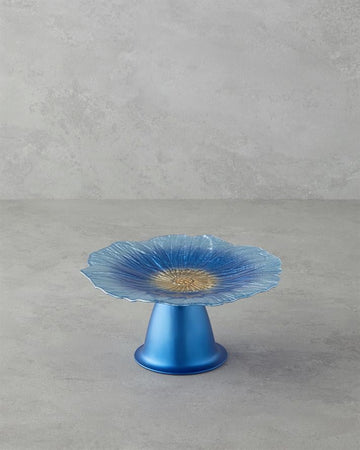 Sunflower Glass Cake Stand Blue