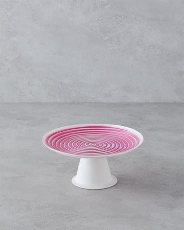 Swirly Glass Cake Stand 21 cm Pink