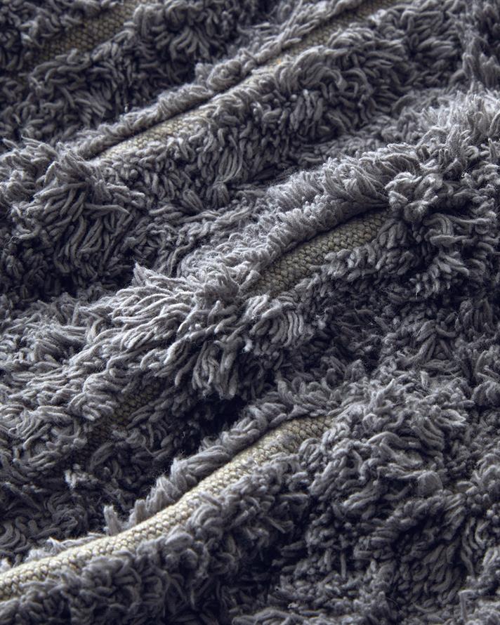 Tassel Check Cotton Tassel Bath Mat Grey