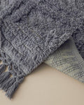 Tassel Check Cotton Tassel Bath Mat Grey