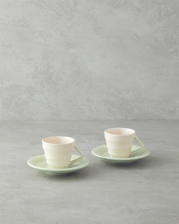 Valora Ceramic 4 Pieces 2 Person Coffee Cup Set 90 ml Light Green