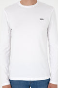 Men's Slim Fit Crew Neck White Basic Sweatshirt