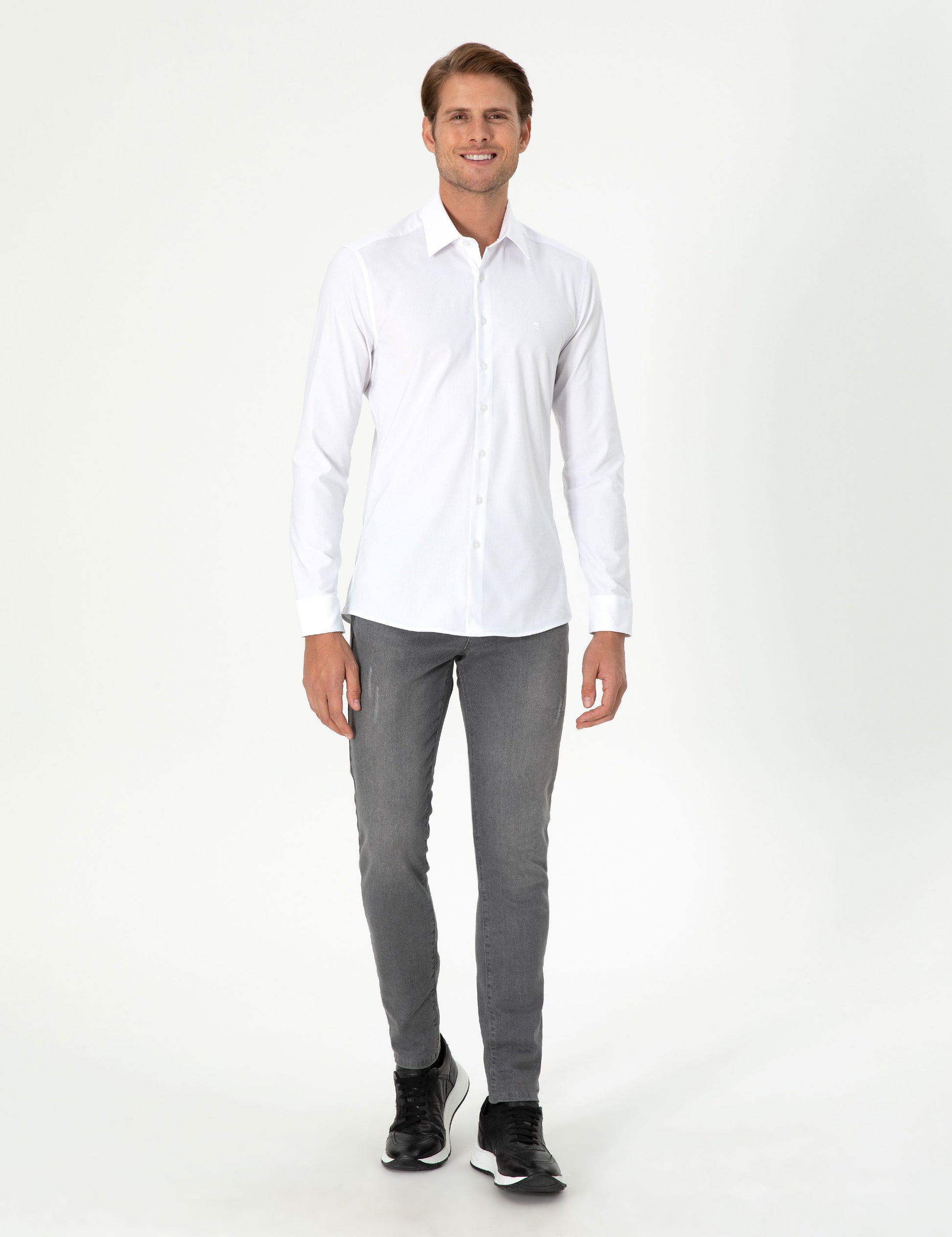White Ex. Slim Fit Long Sleeve Shirt