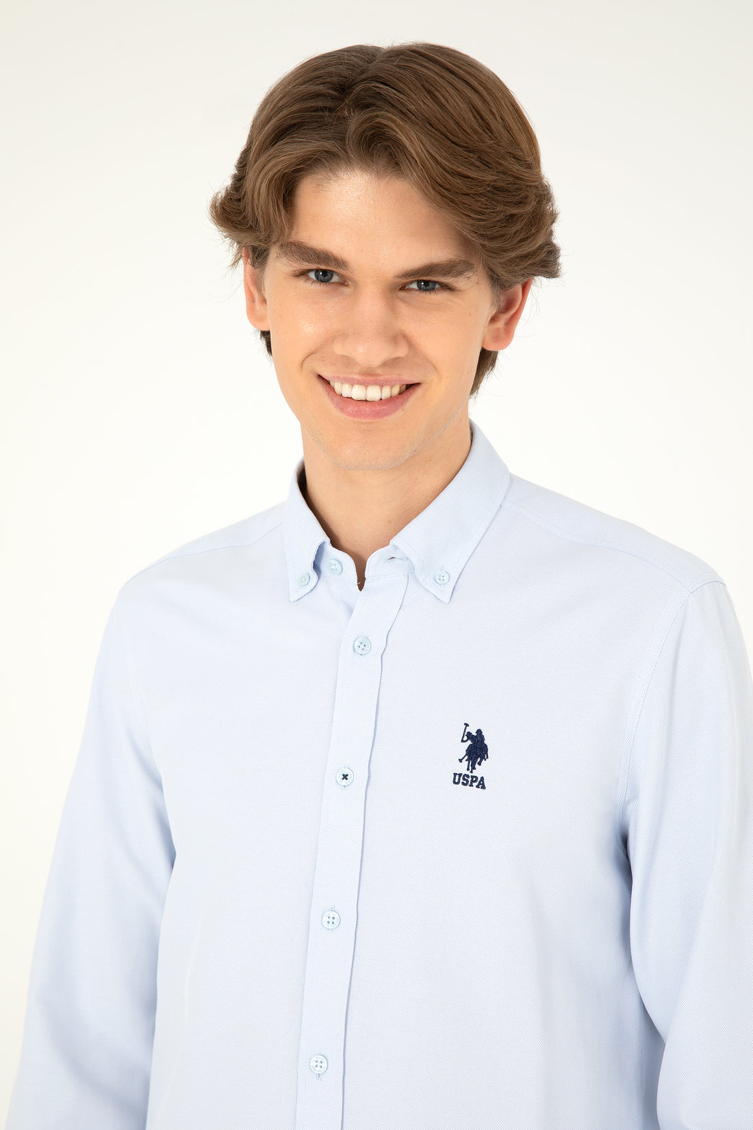 Men's Light Blue Long Sleeve Basic Shirt