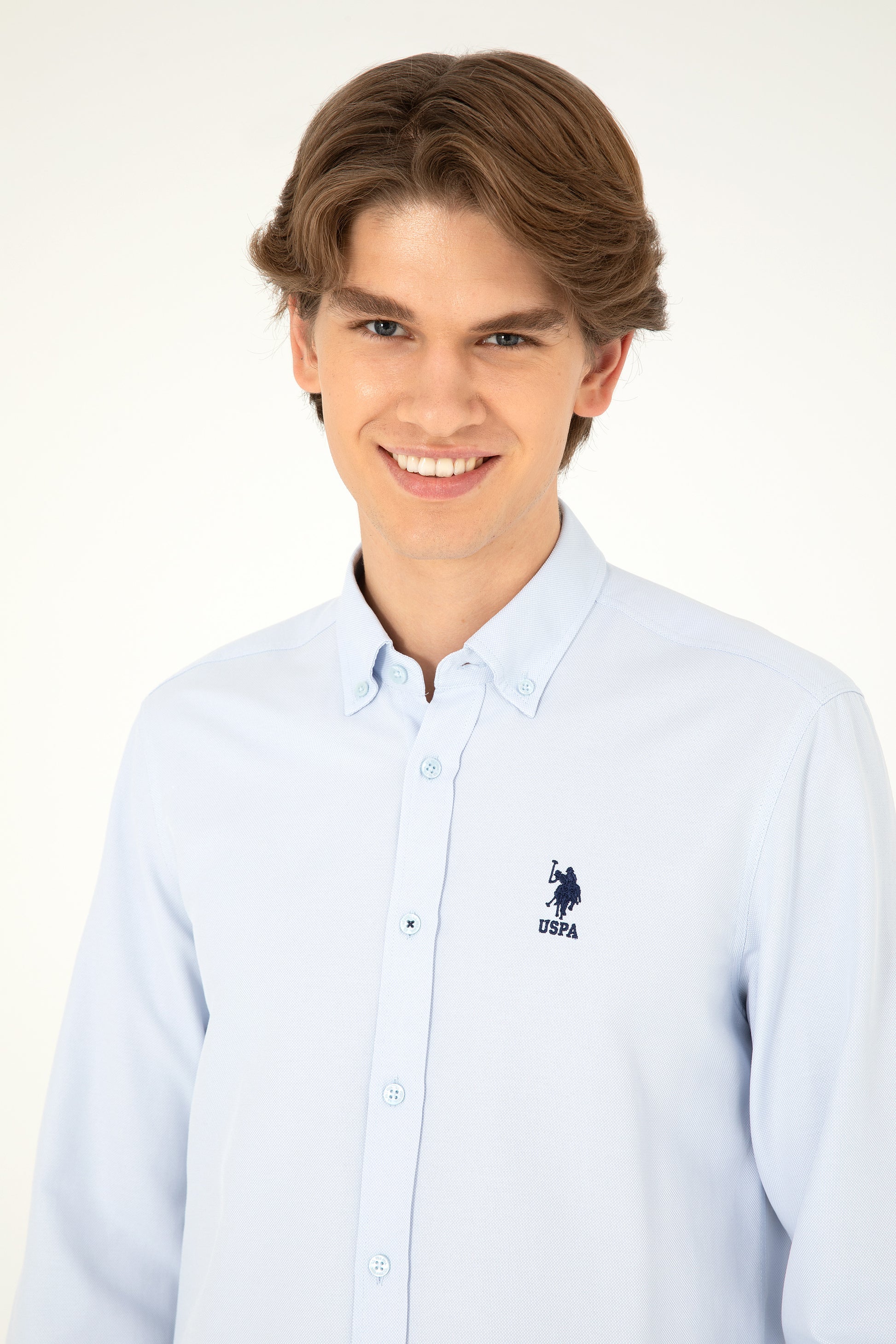 Men's Light Blue Long Sleeve Basic Shirt