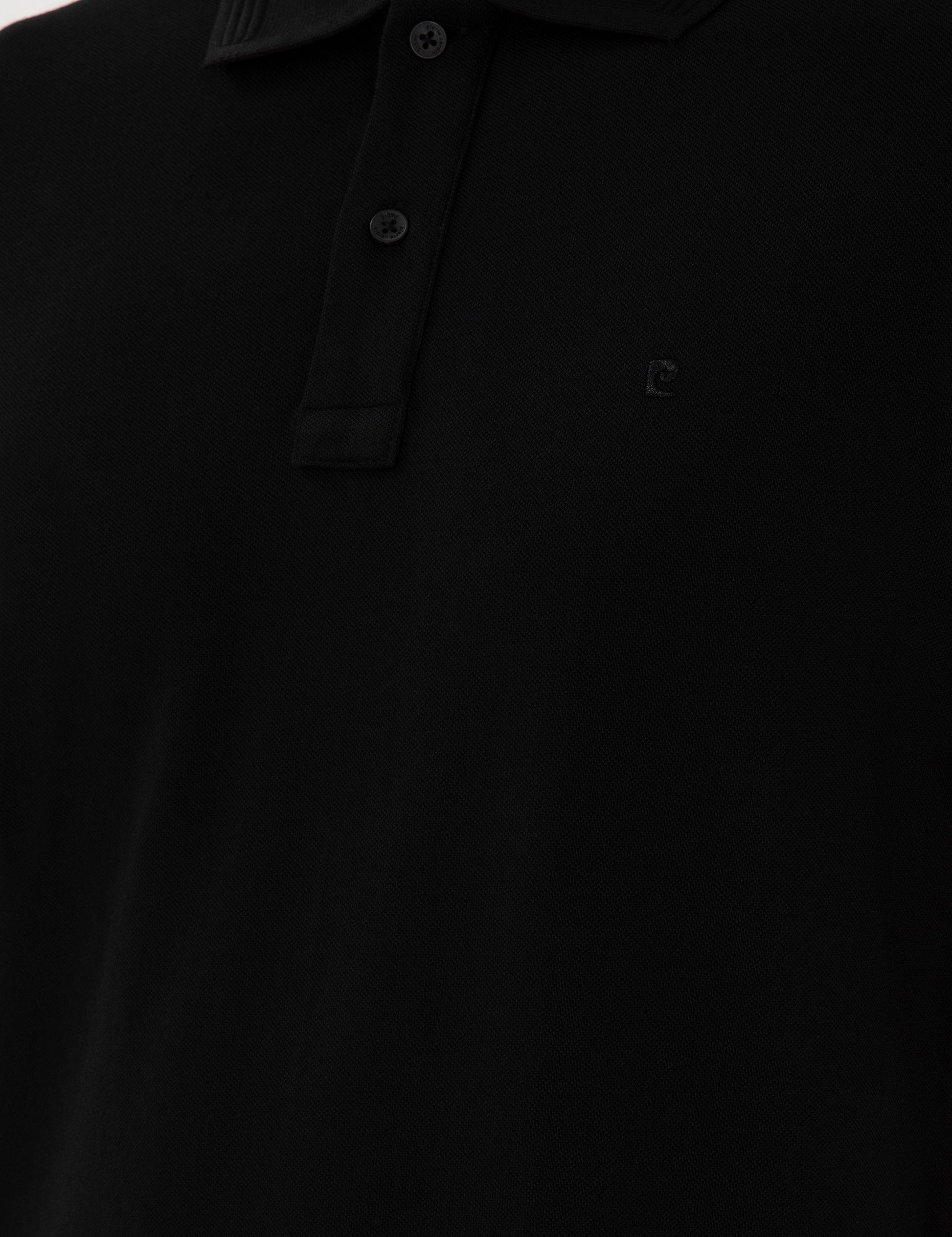Black Slim Fit No-Fold Polo Neck Basic T-Shirt