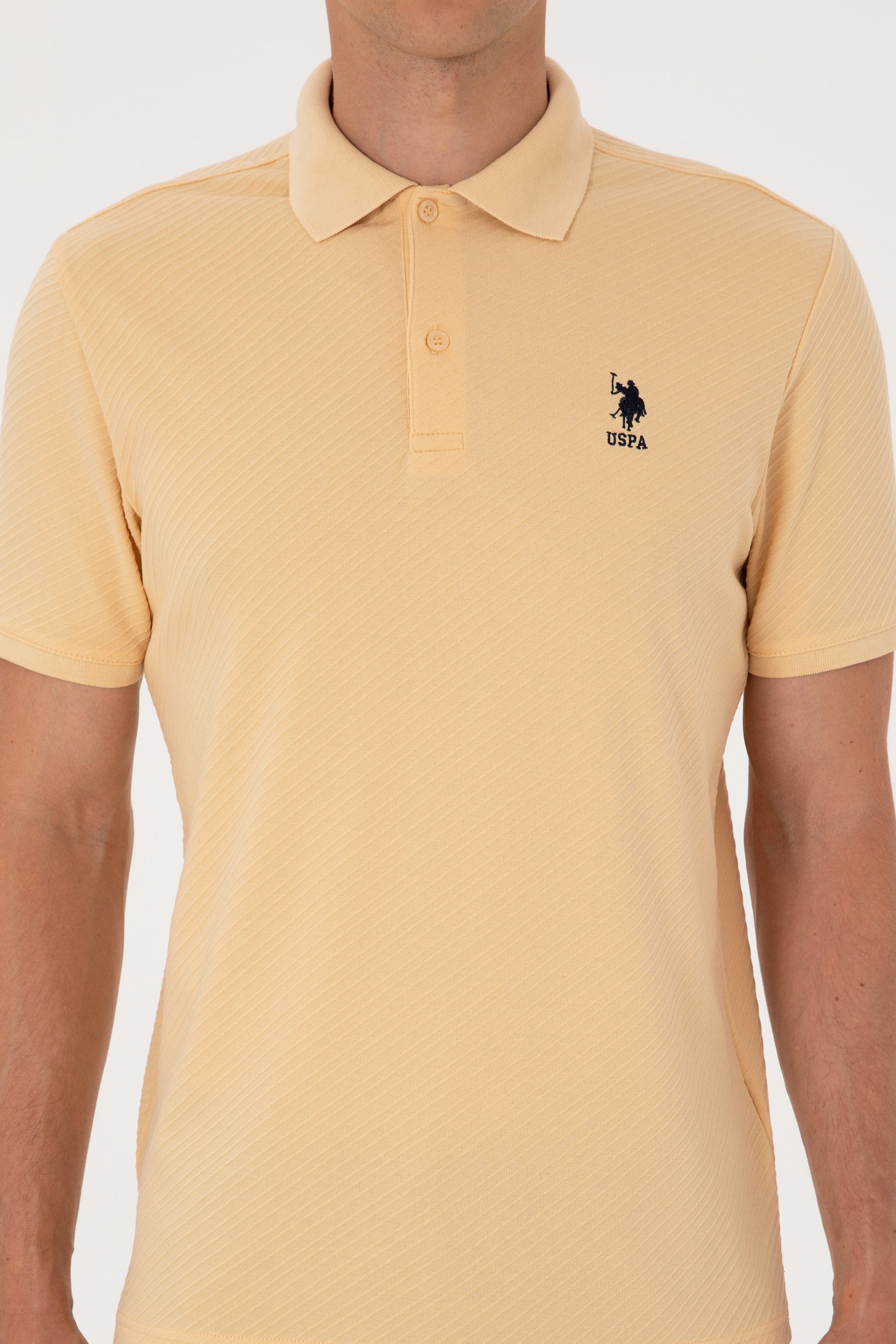 Men's Regular Fit Polo Neck Beige T-Shirt