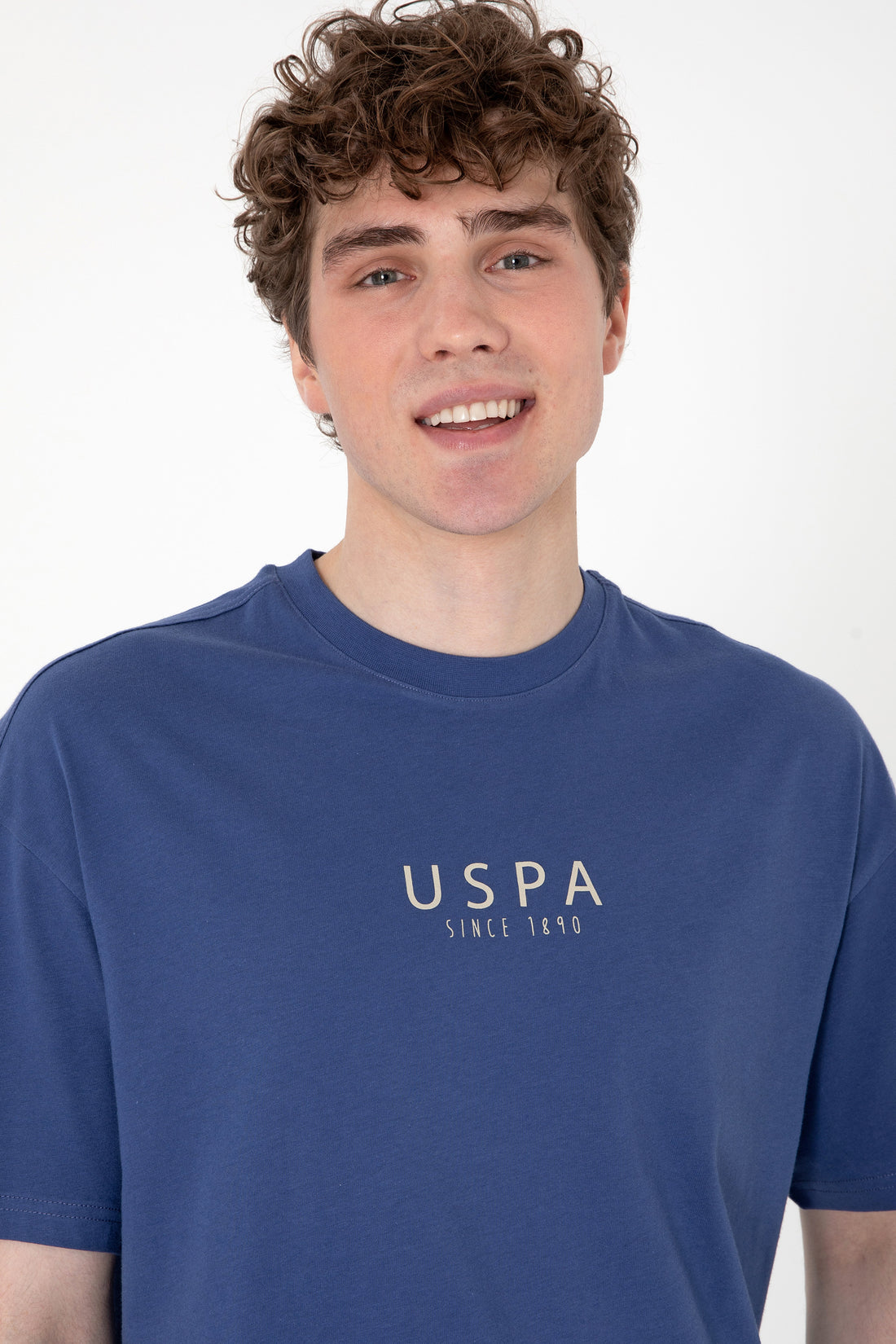 Men's Oversize Fit Crew Neck Light Navy T-Shirt