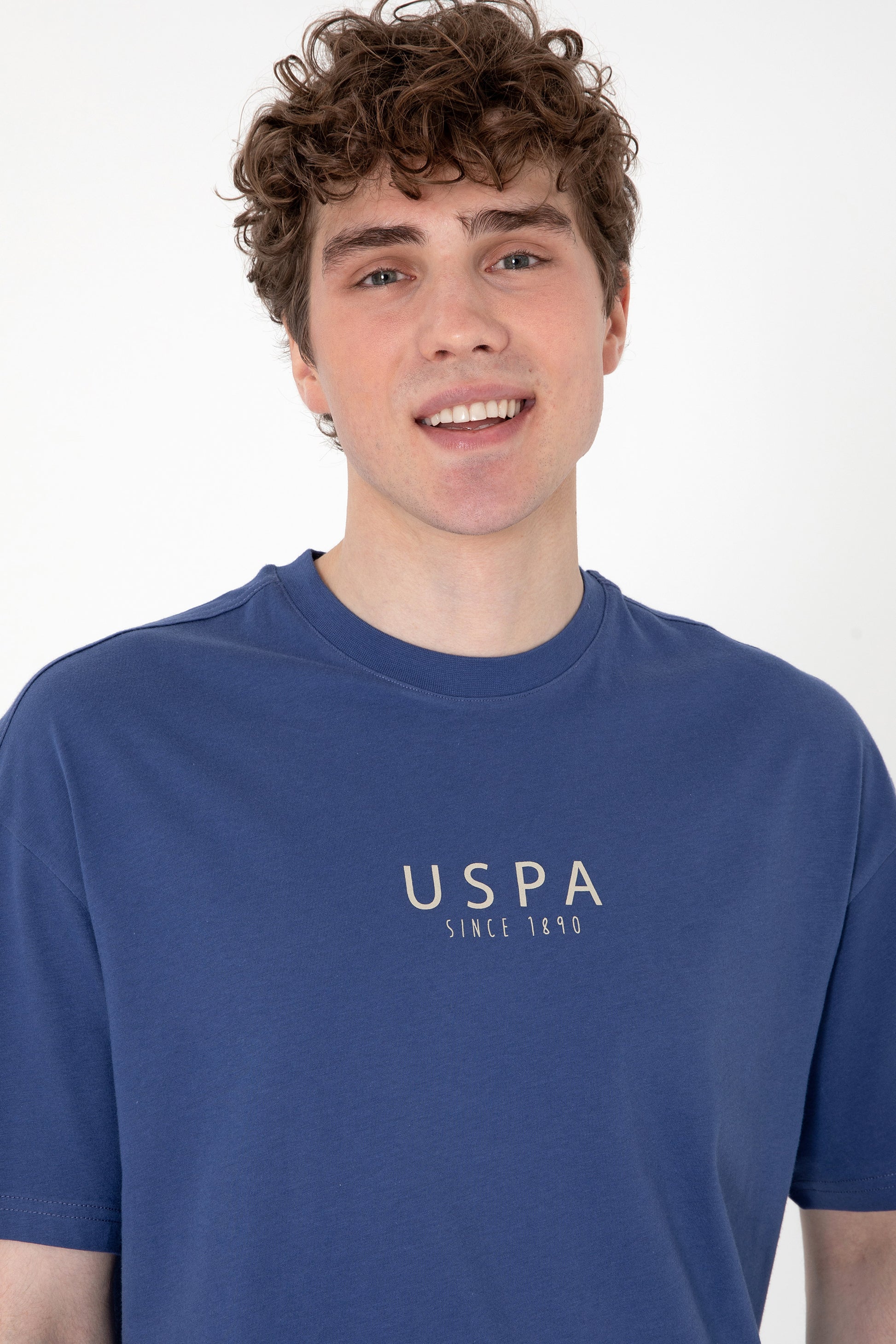 Men's Oversize Fit Crew Neck Light Navy T-Shirt