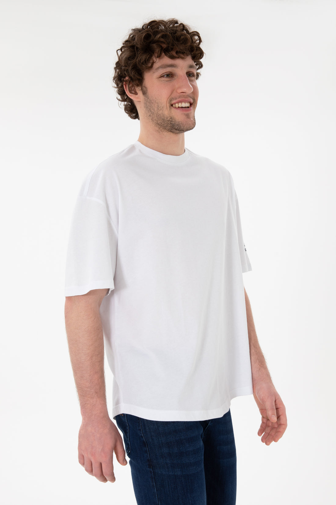 Men's Long Fit Crew Neck White Basic T-Shirt