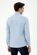 Men's Light Blue Long Sleeve Basic Shirt