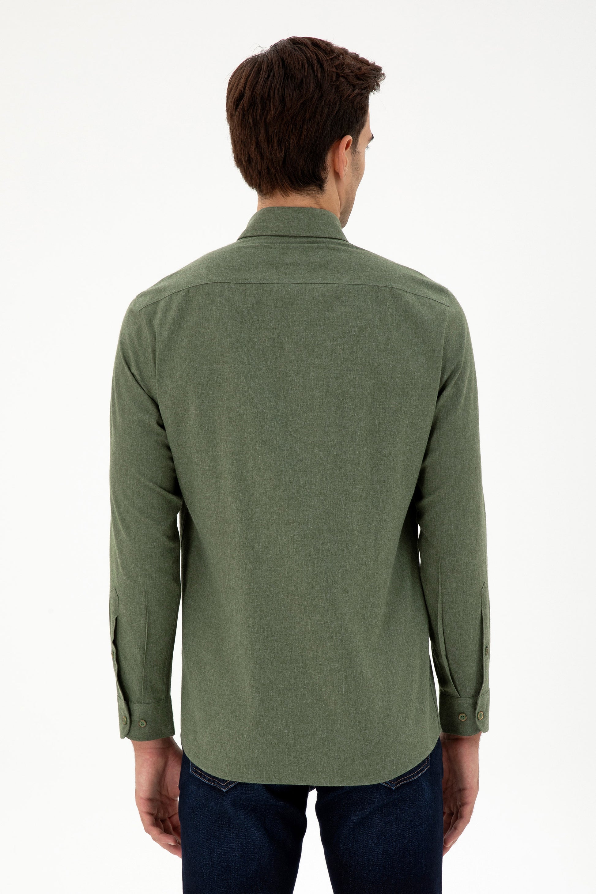 Men's Khaki Long Sleeve Basic Shirt