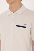 Men's Regular Fit Zipper Stone T-Shirt