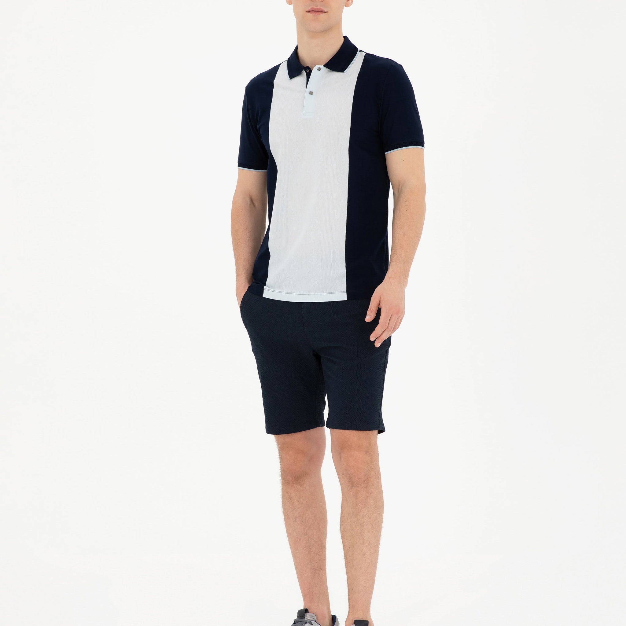 Navy Blue Slim Fit Woven Shorts