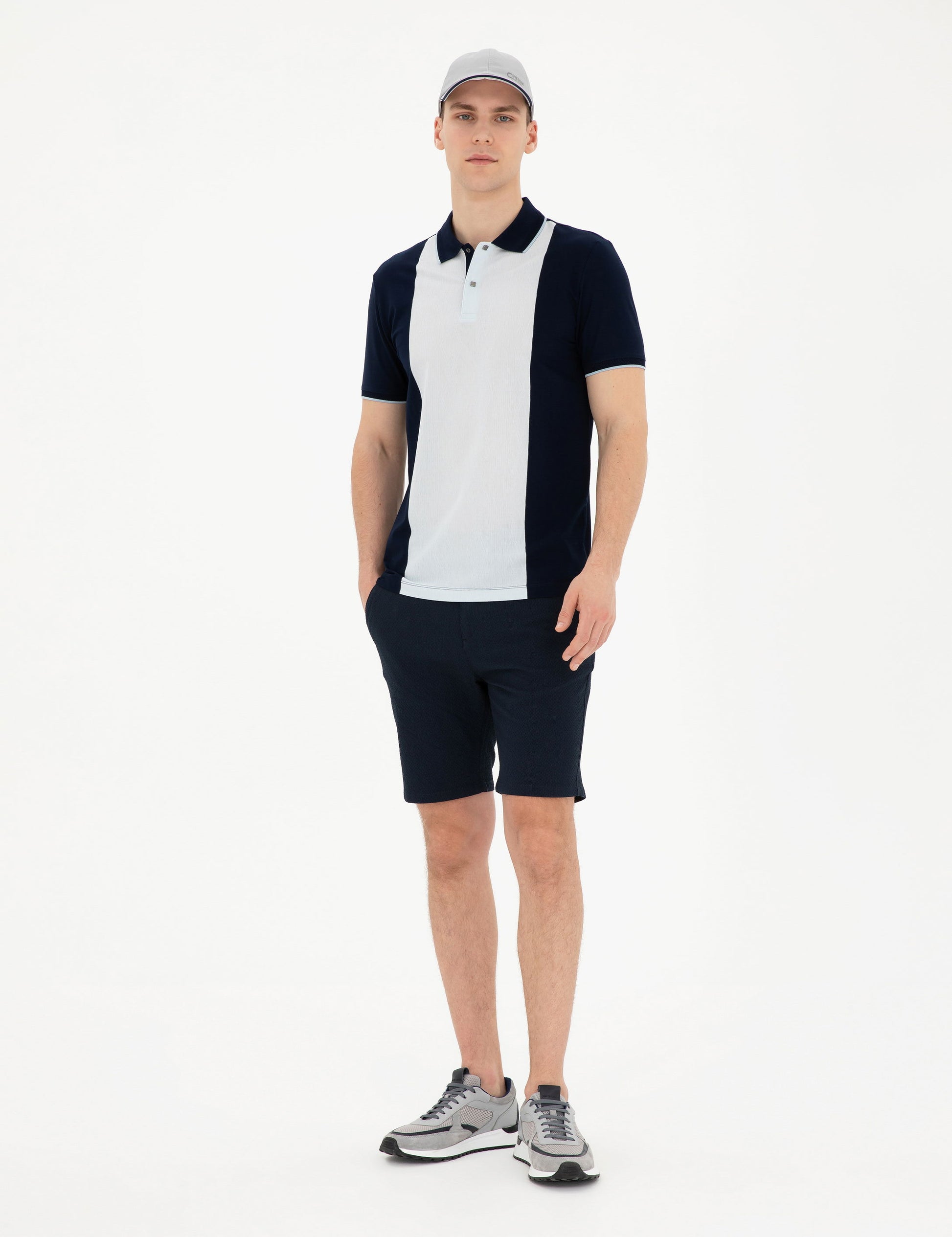 Navy Blue Slim Fit Woven Shorts