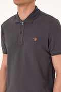 Men's Slim Fit Polo Neck Anthracite Basic T-Shirt