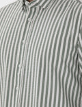 Khaki Regular Fit Striped Long Sleeve Shirt