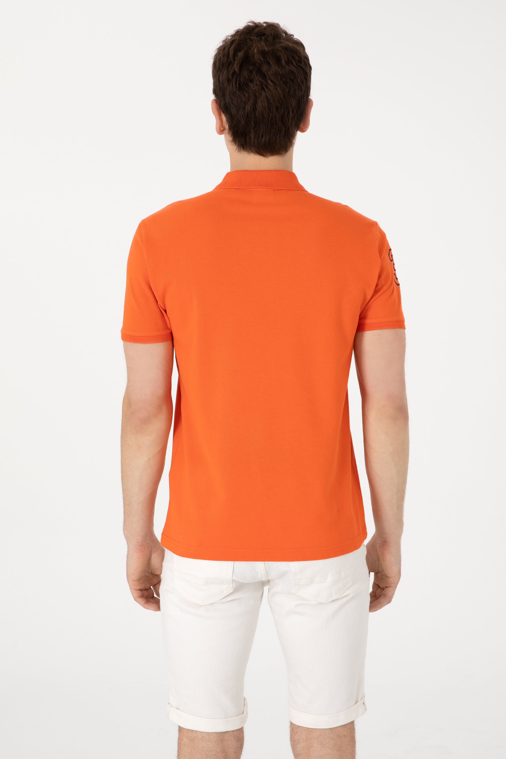 Men's Slim Fit Polo Neck Pomegranate Flower Basic T-Shirt