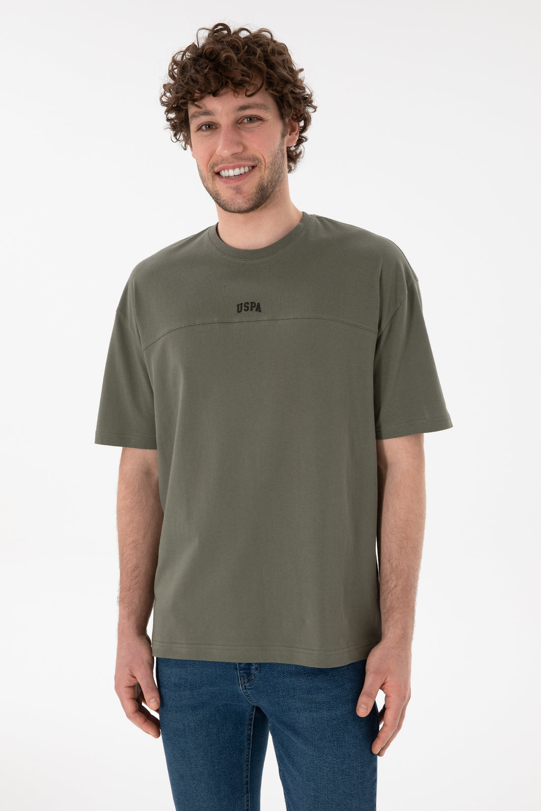 Men's Comfort Fit Crew Neck Khaki T-Shirt