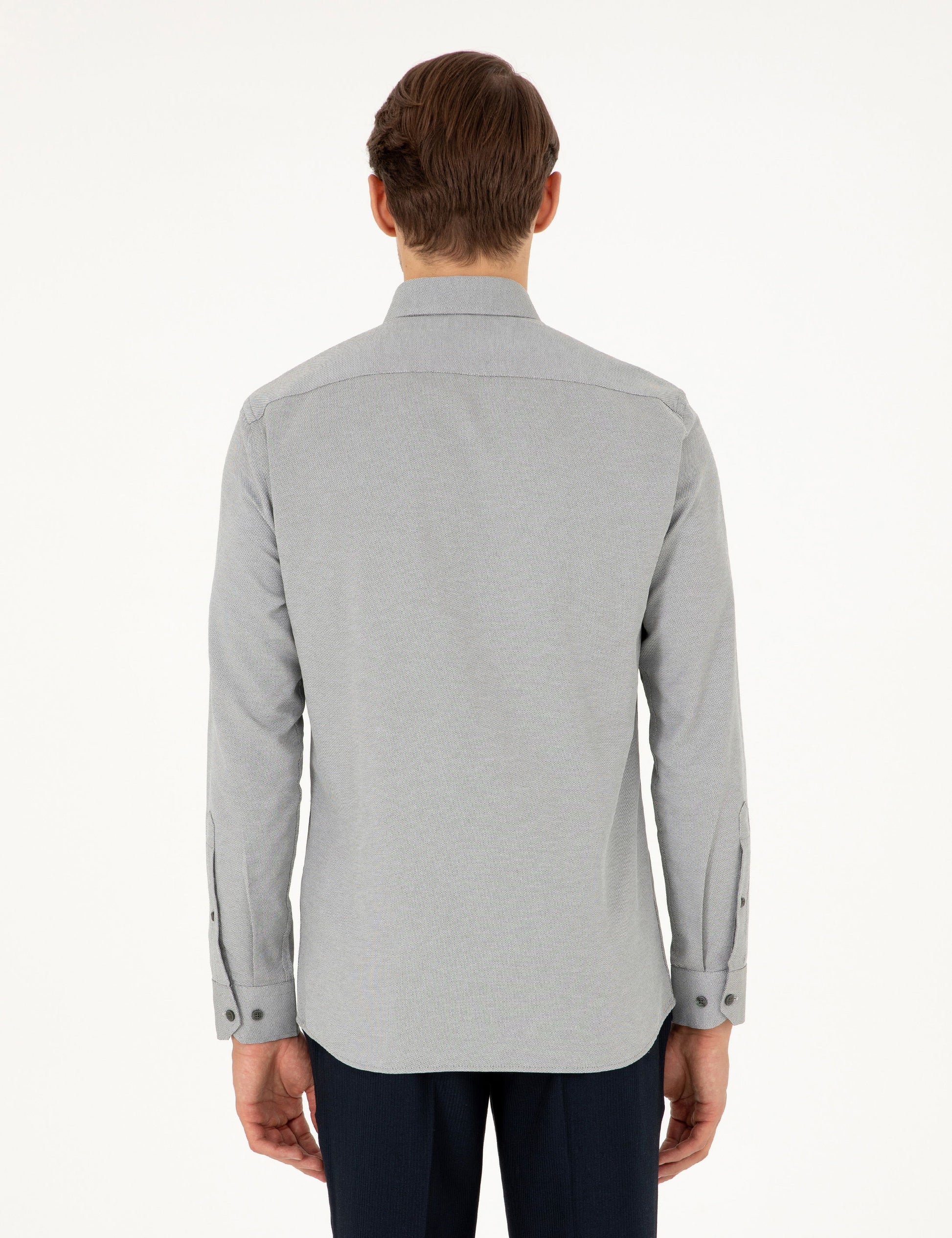 Khaki Oxford Slim Fit Long Sleeve Shirt