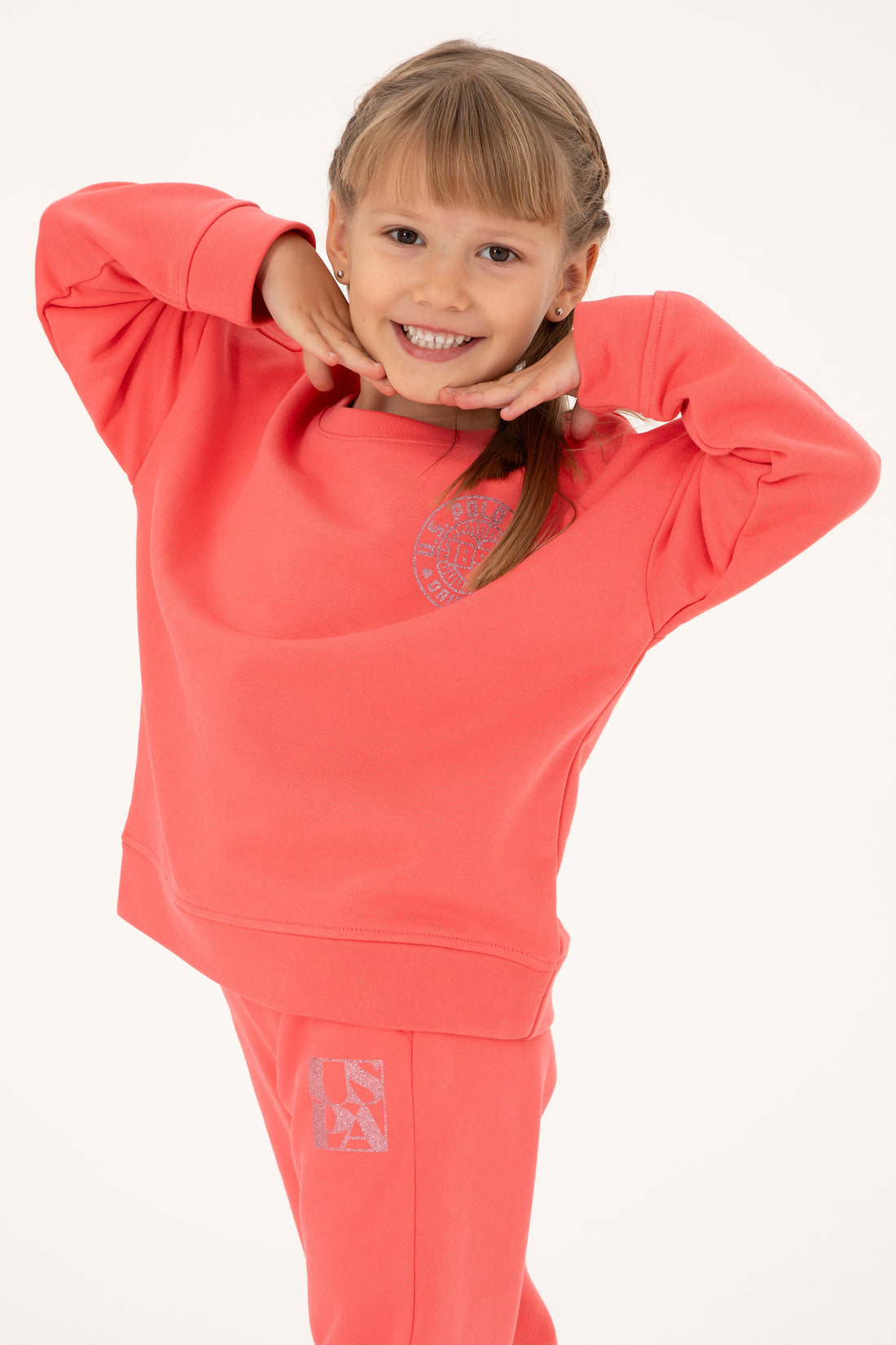 Girls' Pomegranate Flower Crew Neck Basic Sweatshirt