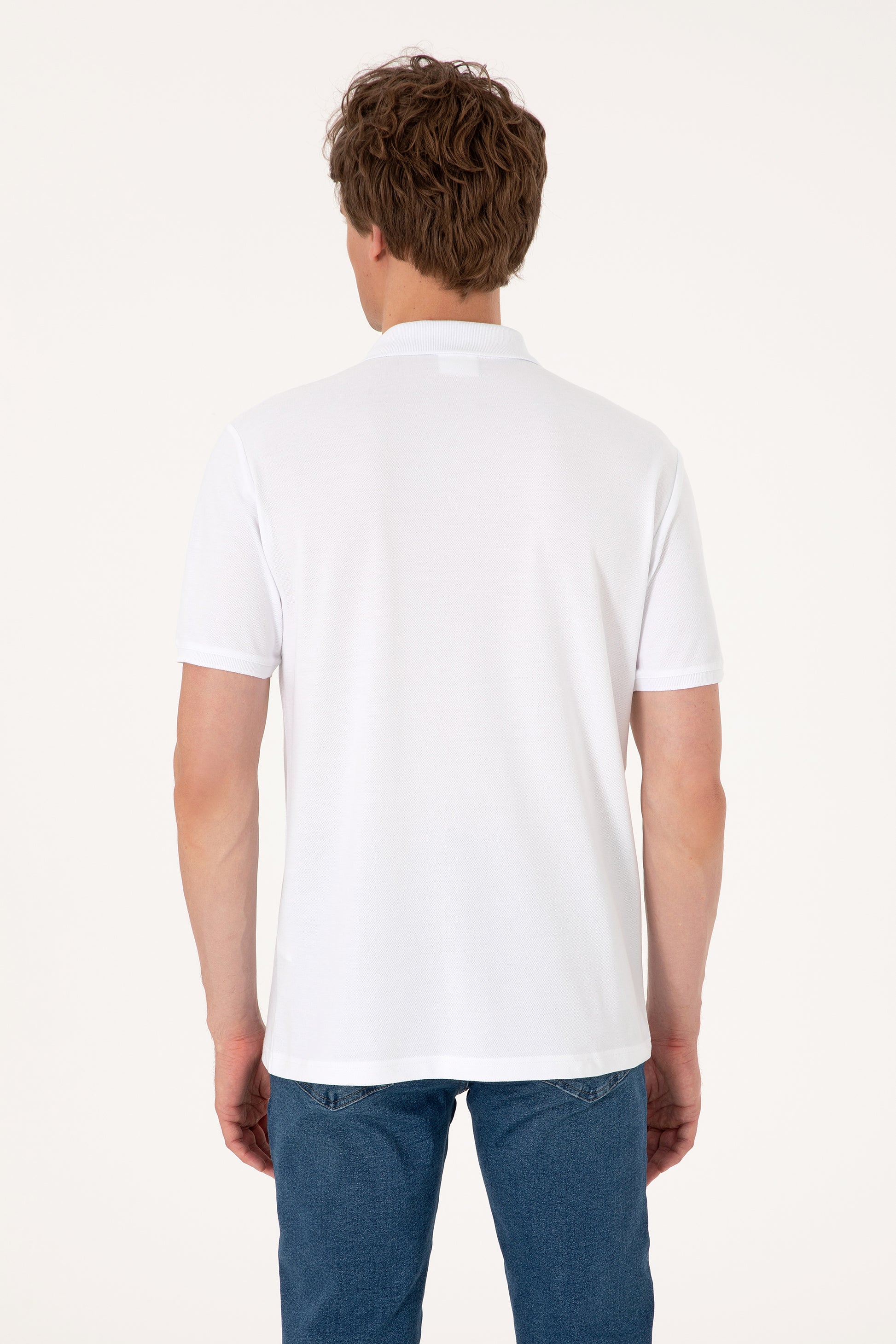 Men's Regular Fit Polo Neck White T-Shirt