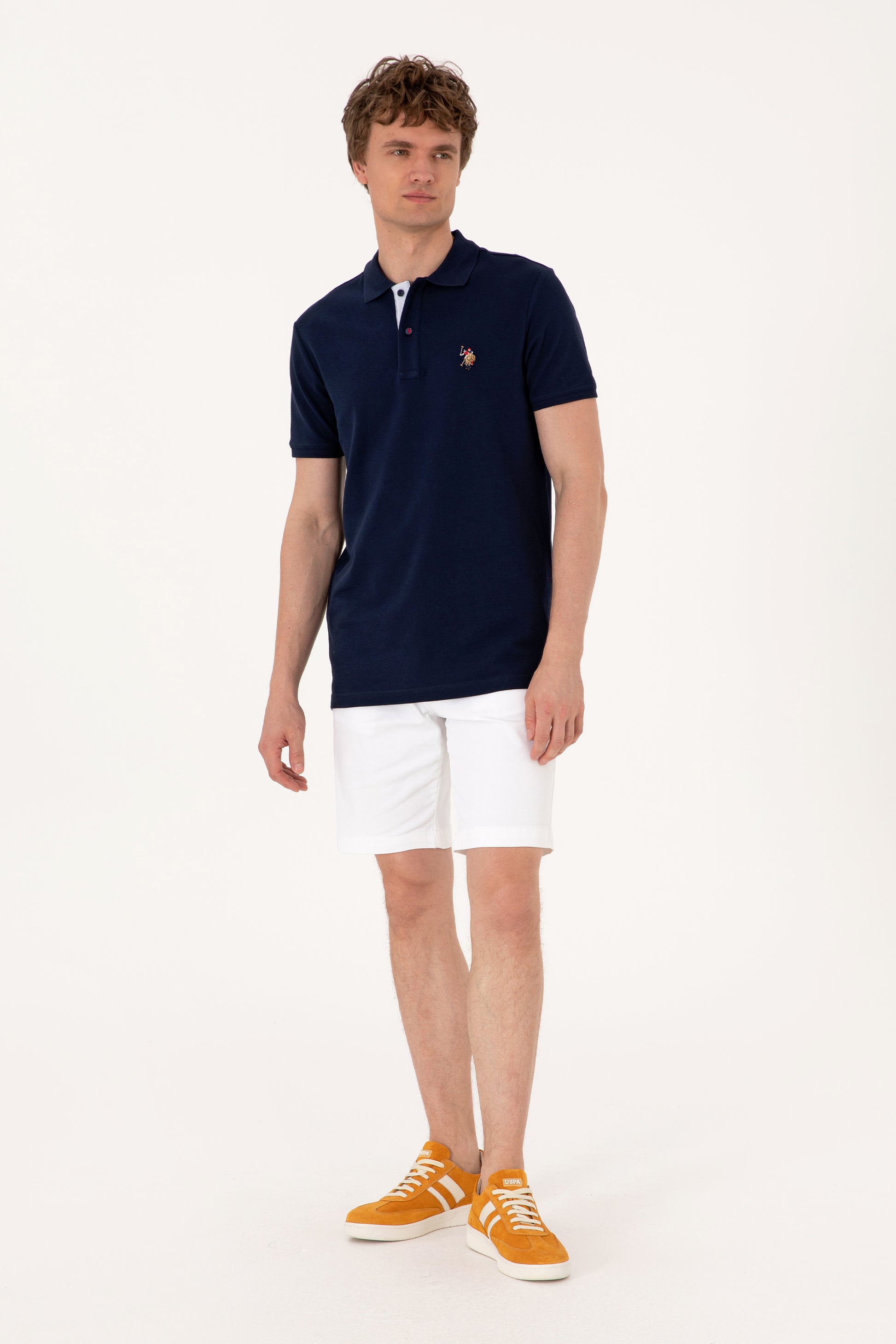 Men's Slim Fit Polo Neck Navy Basic T-Shirt