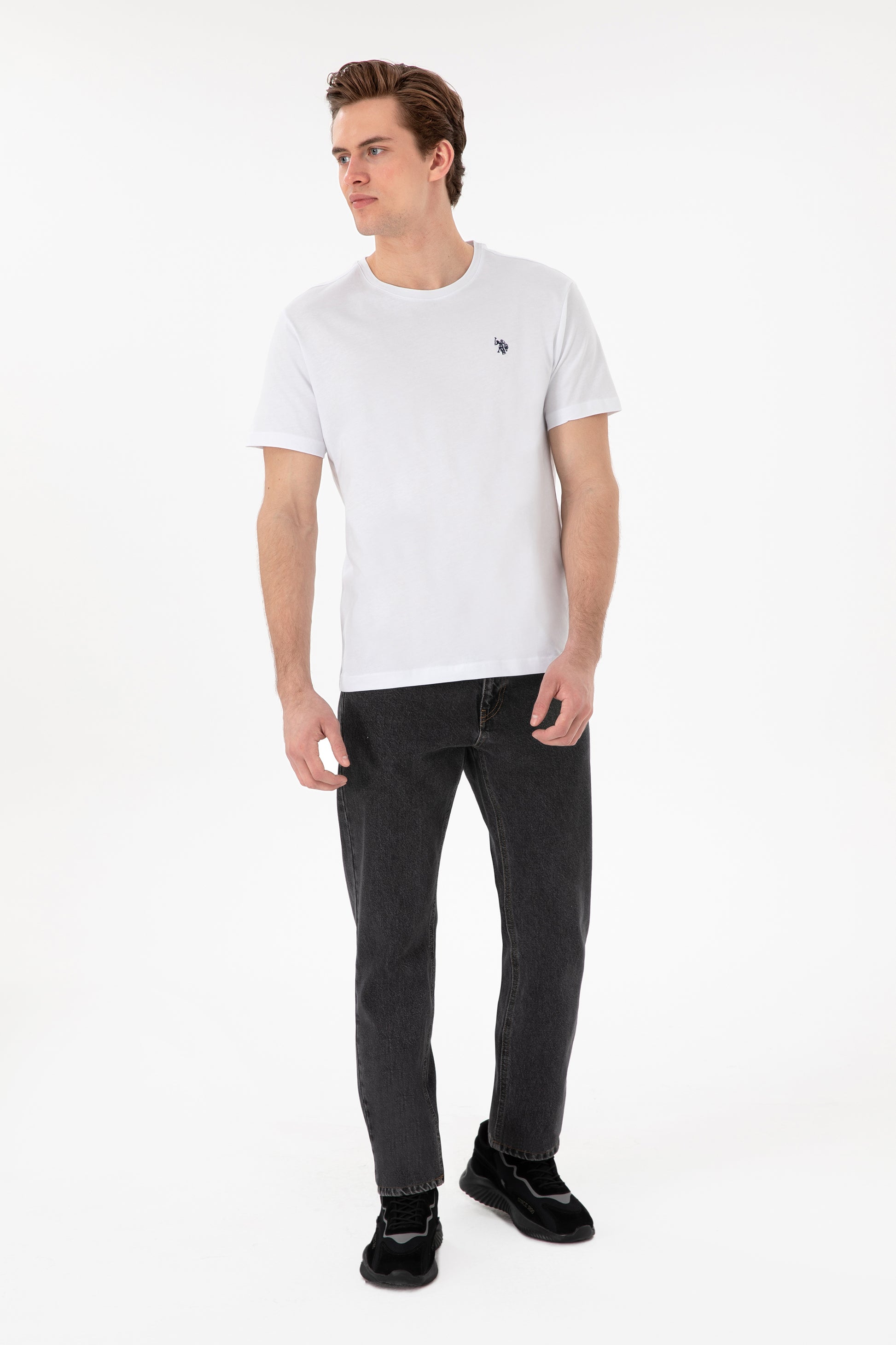 Men's Regular Fit Crew Neck White Basic T-Shirt