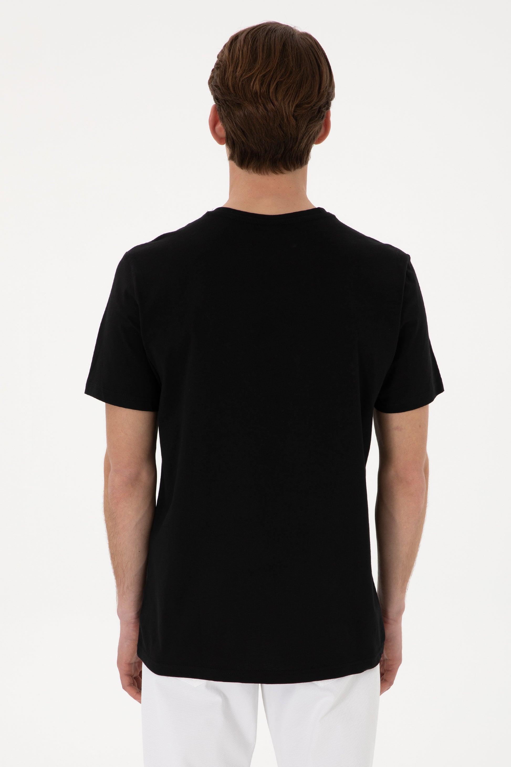 Men's Regular Fit V-Neck Black Basic T-Shirt