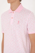 Men's Regular Fit Polo Neck Light Pink T-Shirt