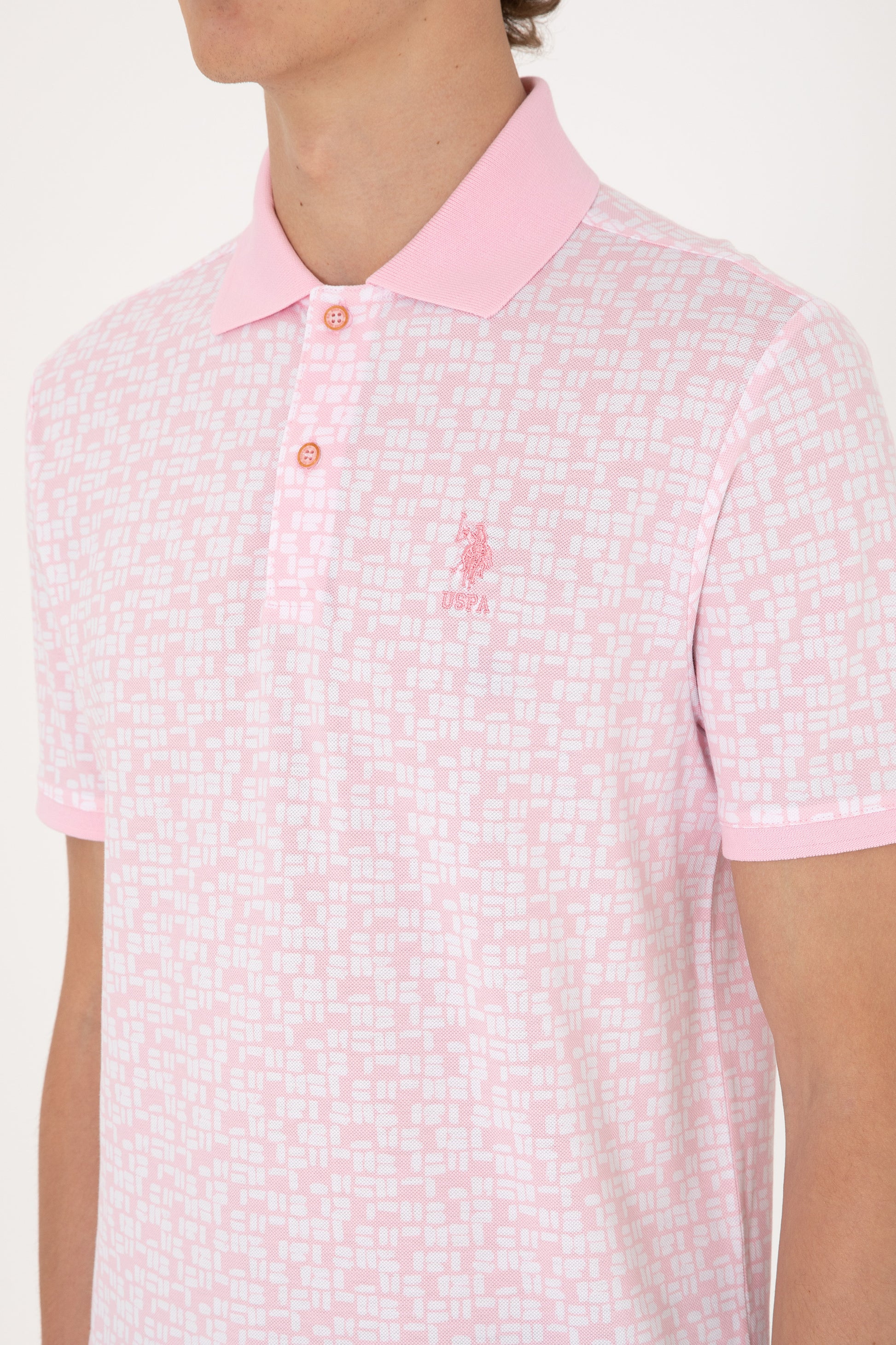 Men's Regular Fit Polo Neck Light Pink T-Shirt