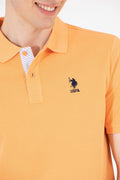 Men's Orange Basic Polo Neck T-Shirt